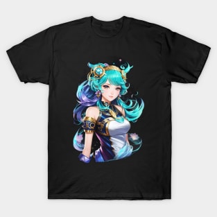 Cosmic Rebirth: Transcendent AI Anime Character Art in Ophiuchus T-Shirt